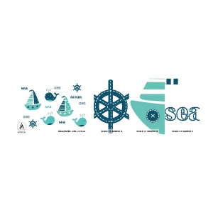 Muestra de fotomural autoadhesivo Deluxe Sticker - A través de mares y océanos - Para niños, Náutico, Velero - 100x30 cm