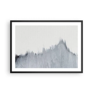 Póster en marco negro - Composición abstracta gris en estilo minimalista. - 70x50cm - Una señal misteriosa - Decoración de pared moderna para salón y dormitorio ARTTOR