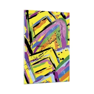 Cuadro sobre vidrio - Impresiones sobre Vidrio - Abstracción vívida en colores brillantes y formas dinámicas. - 80x120cm - Grita de alegría - Decoración de pared moderna para salón y dormitorio ARTTOR