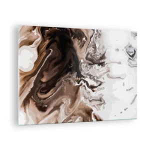 Cuadro sobre vidrio - Impresiones sobre Vidrio - Patrón abstracto en tonos oscuros de marrón y blanco. - 70x50cm - Contenencia del color - Decoración de pared moderna para salón y dormitorio ARTTOR
