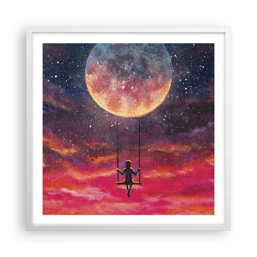 Póster en marco blanco - Disfrutar de las nubes - 60x60 cm