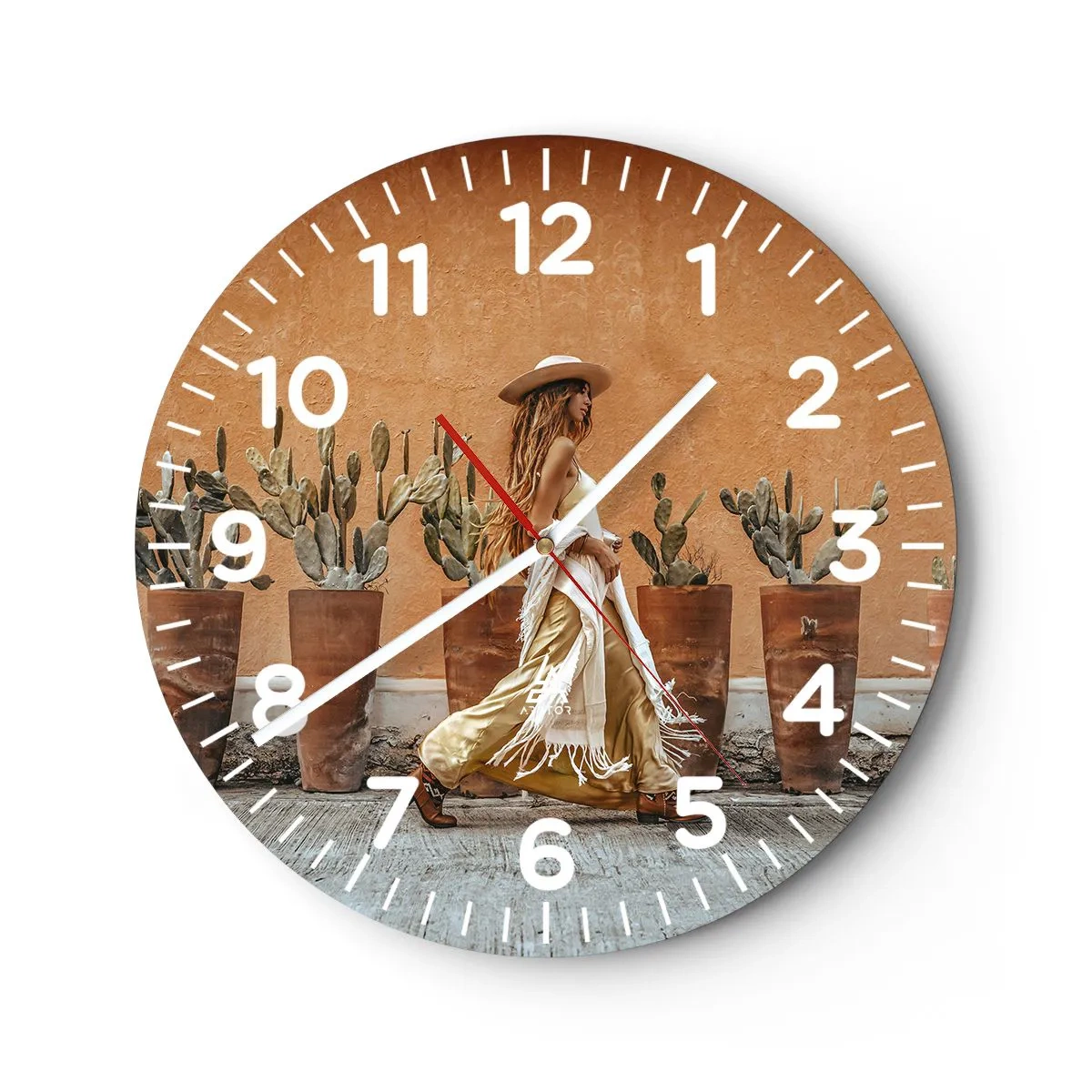 Reloj de pared - Reloj de vidrio - Estilo hippie - 40x40 cm