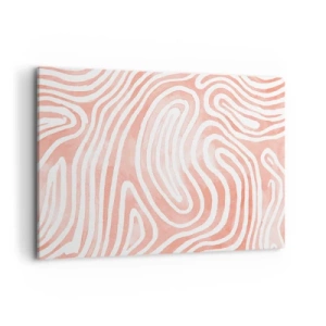Cuadro sobre lienzo - Impresión de Imagen - Patrón abstracto en tonos rosa y blanco. - 100x70cm - En un laberinto de coral - Decoración de pared moderna para salón y dormitorio ARTTOR