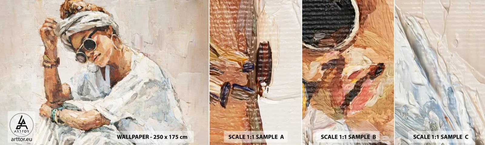 Muestra De Fotomural Standard Eco - Retrato a pleno sol - Retrato, bohemia, Aceite - 100x30 cm