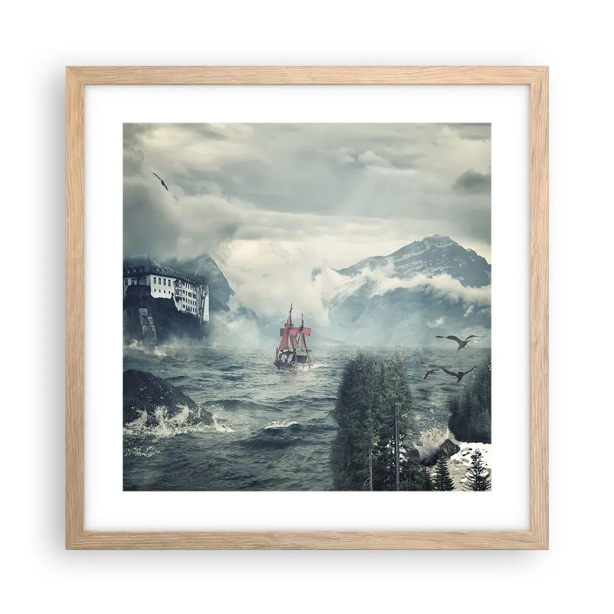 Póster en marco roble claro - En aguas mágicas - 40x40 cm