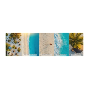 Muestra de fotomural Premium Sand - Bienvenidos al paraíso - Playa, palmeras, Exotismo - 100x30 cm