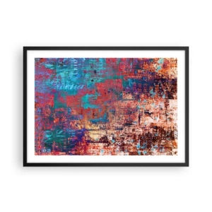 Póster en marco negro - Una composición abstracta con una mezcla de colores intensos. - 70x50cm - Memoria y olvido - Decoración de pared moderna para salón y dormitorio ARTTOR