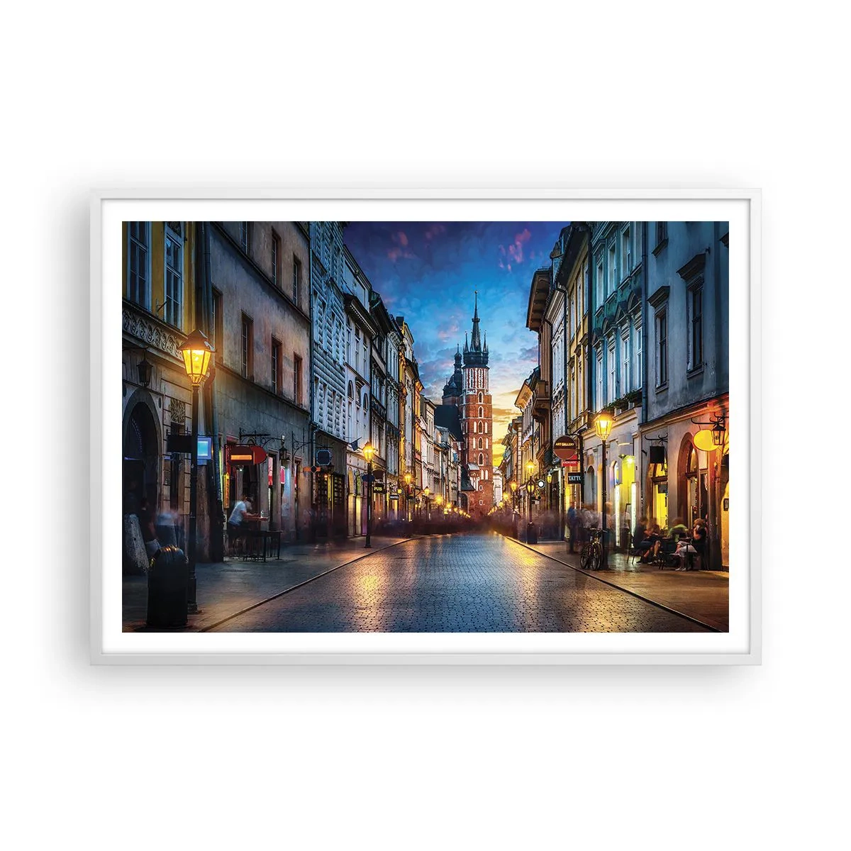 Póster en marco blanco - El encanto de Cracovia - 100x70 cm