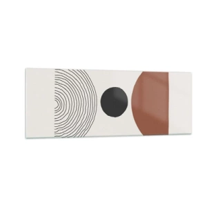 Cuadro sobre vidrio - Impresiones sobre Vidrio - Figuras geométricas abstractas en colores cálidos. - 140x50cm - En el centro de la atención - Decoración de pared moderna para salón y dormitorio ARTTOR