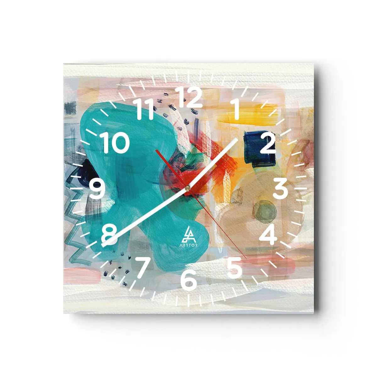 Reloj de pared - Reloj de vidrio - Un juego de colores - 40x40 cm