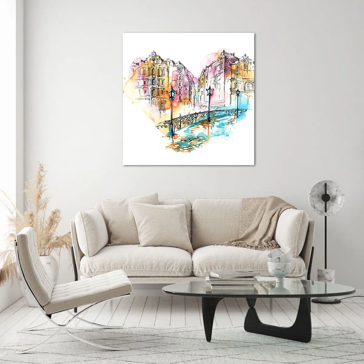 Cuadro sobre vidrio - Impresiones sobre Vidrio - El corazón de la ciudad - 30x30 cm