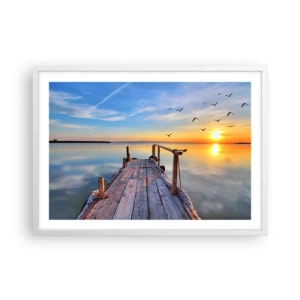 Póster en marco blanco - Caminando hacia el sol - 70x50 cm