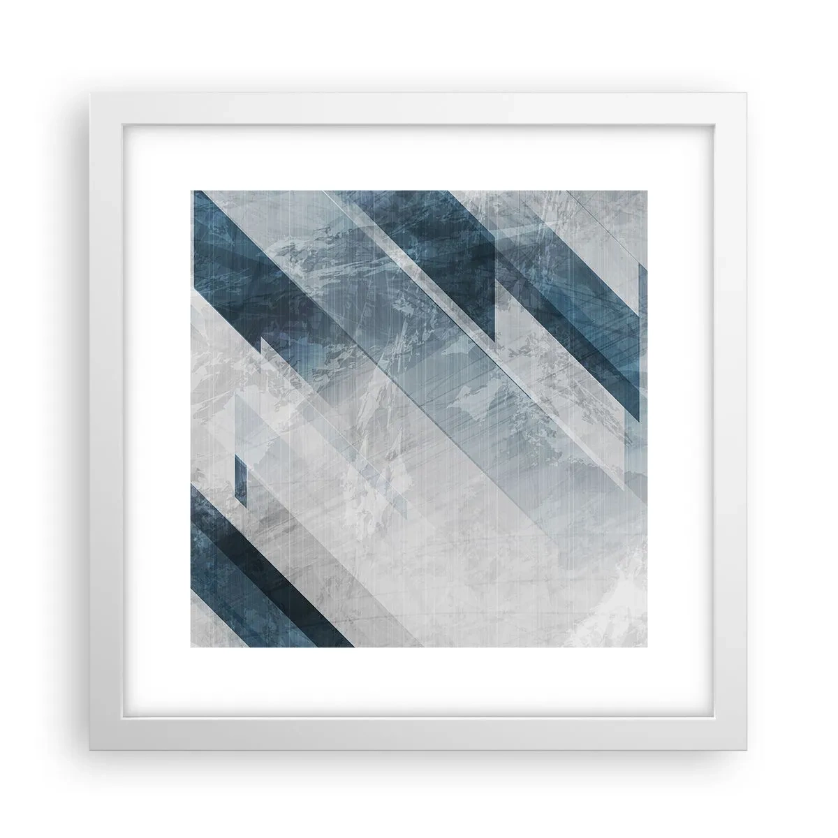 Póster en marco blanco - Composición espacial - movimiento de grises - 30x30 cm