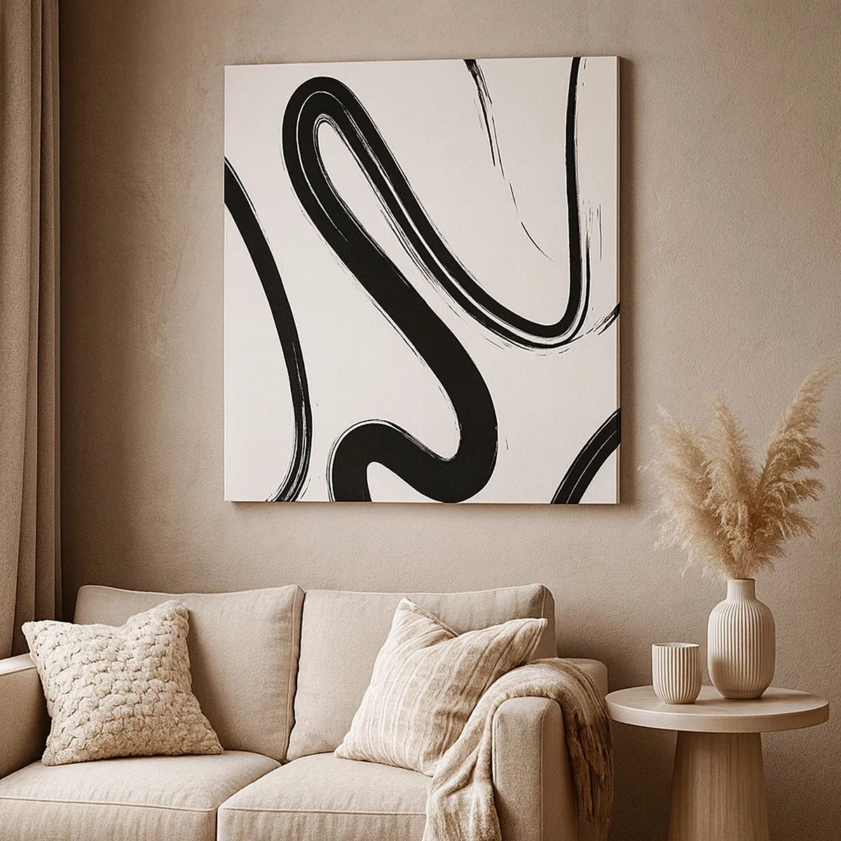 Cuadro sobre lienzo - Impresión de Imagen - Fantasía en blanco y negro - 30x30 cm