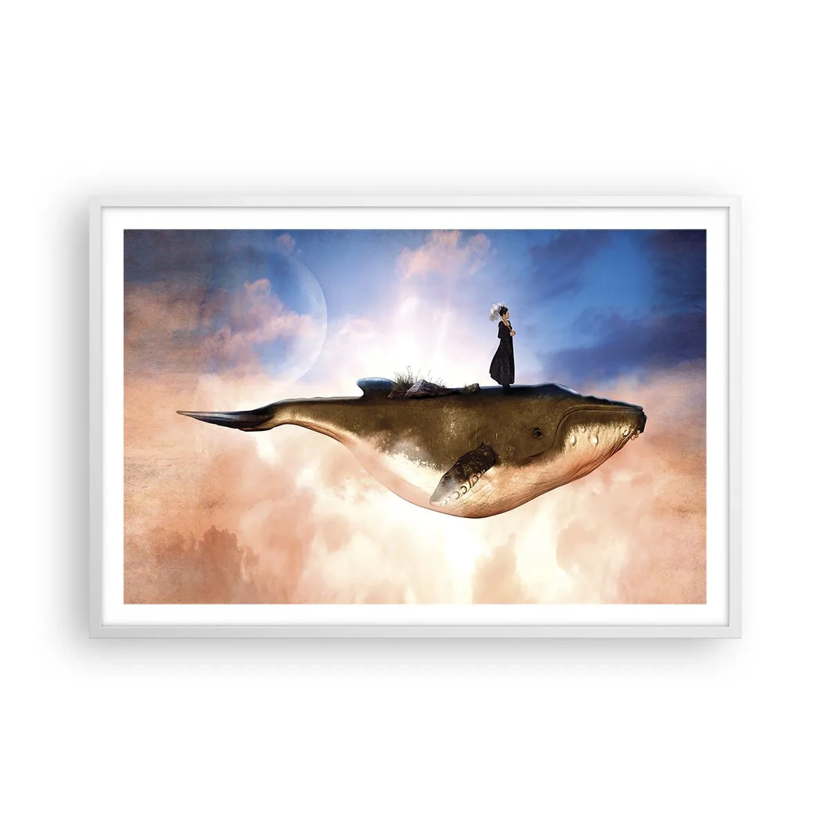 Póster en marco blanco - Un viaje surrealista - 91x61 cm