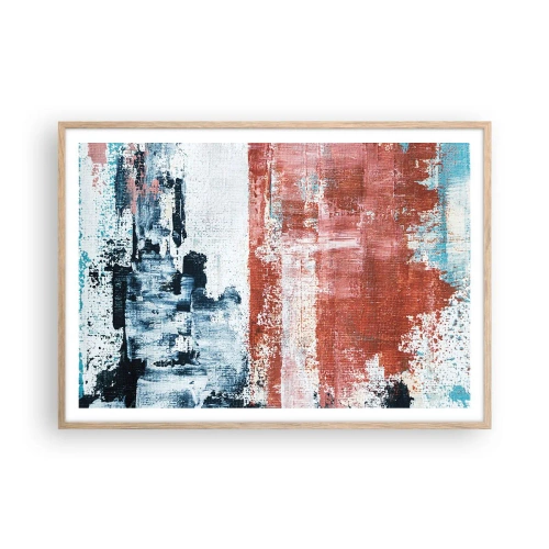 Póster en marco roble claro - Mitad abstracción, mitad abstracción - 100x70 cm