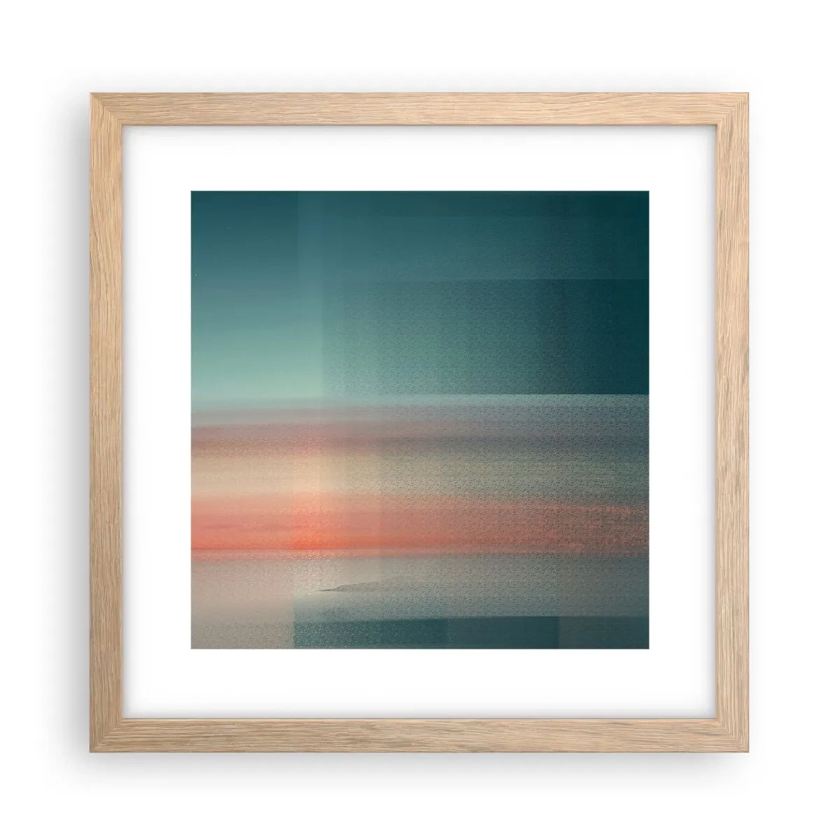 Póster en marco roble claro - Abstracción: ondas de luz - 30x30 cm
