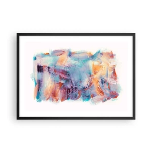 Póster en marco negro - Pinceladas coloridas en una composición abstracta - 70x50cm - Colorido desorden - Decoración de pared moderna para salón y dormitorio ARTTOR