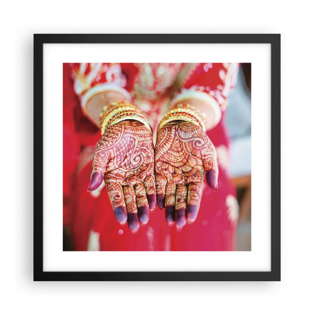 Póster en marco negro - Ritual con las manos - 40x40 cm