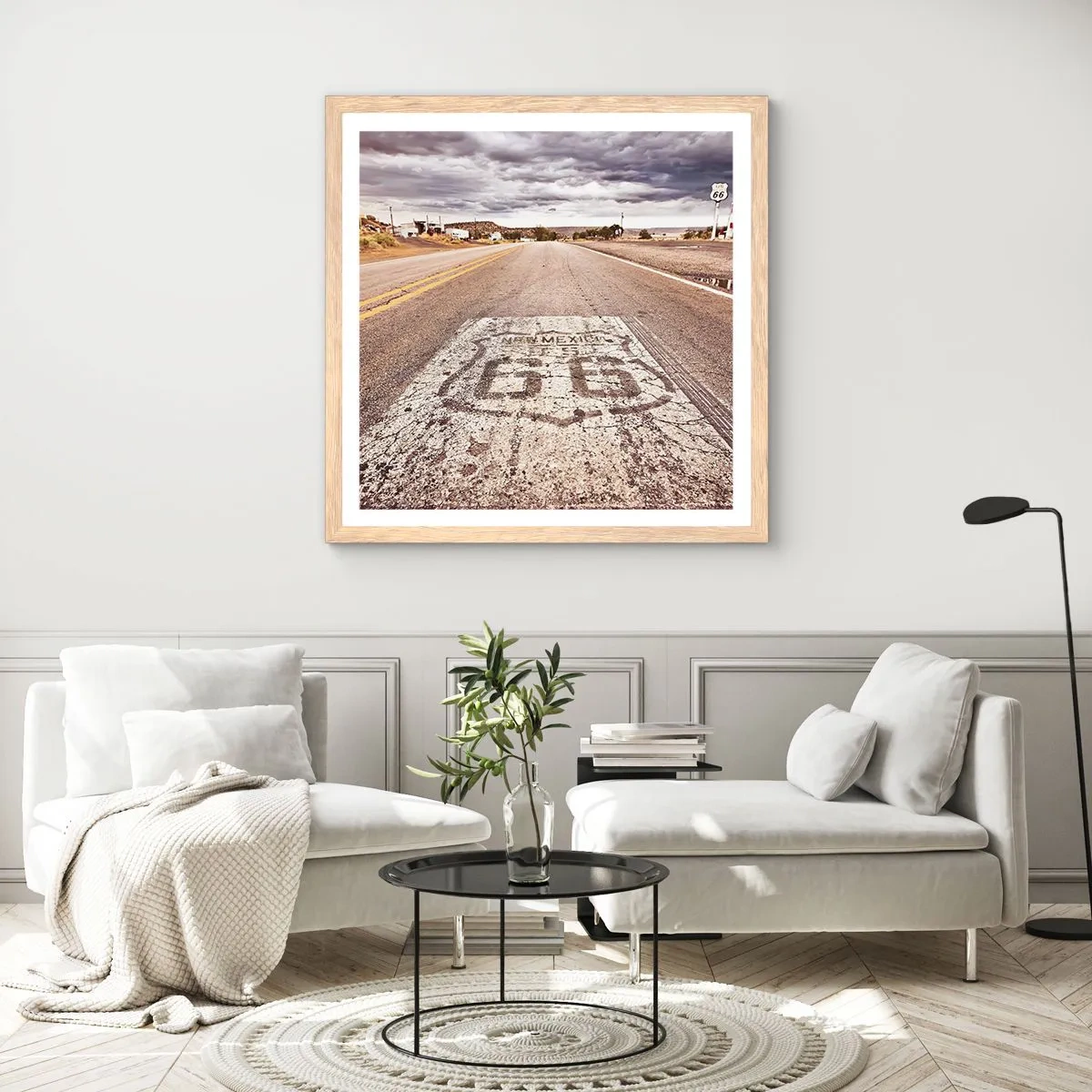Póster en marco roble claro - Mother Road: una leyenda americana - 30x30 cm