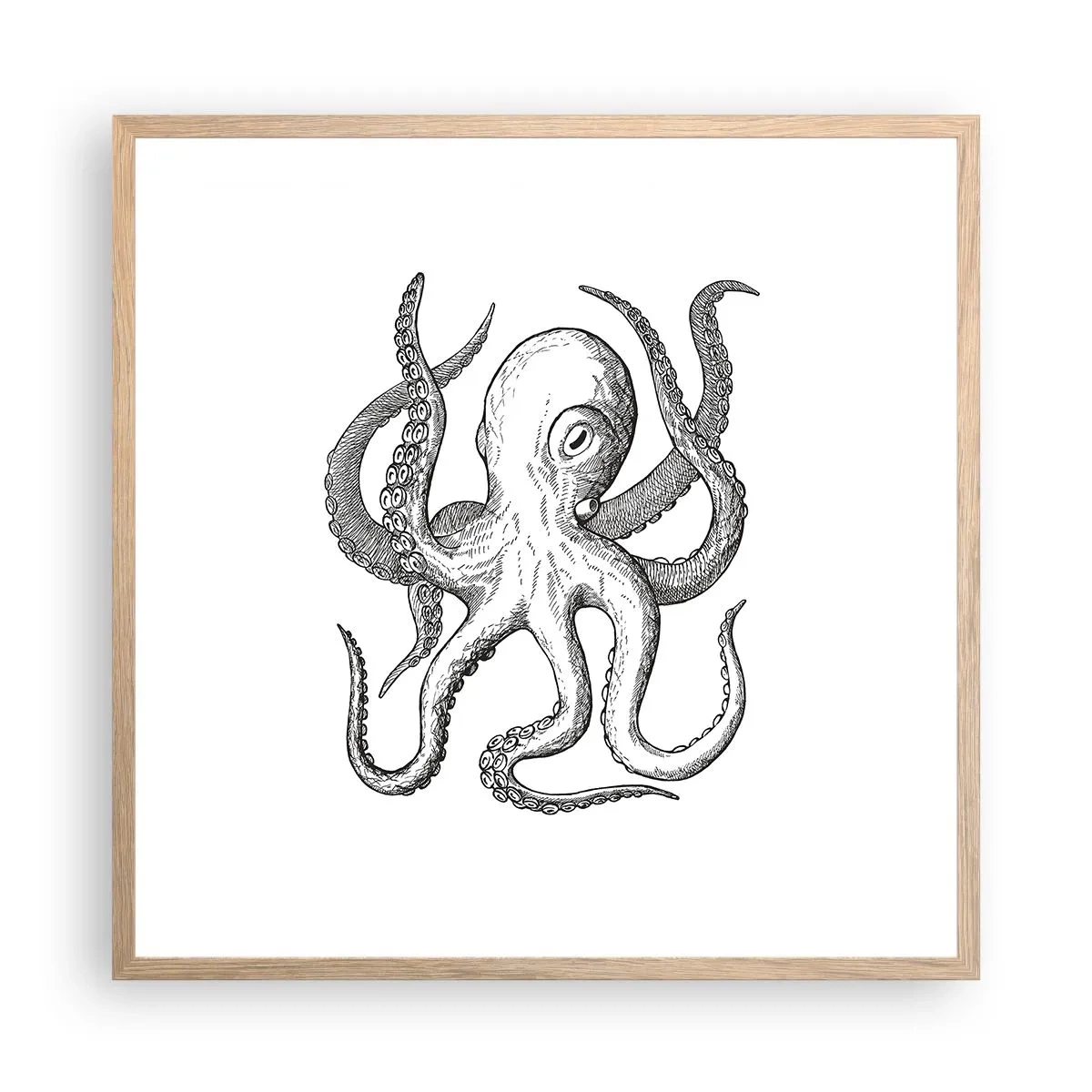 Póster en marco roble claro - Bailando con olas - 60x60 cm