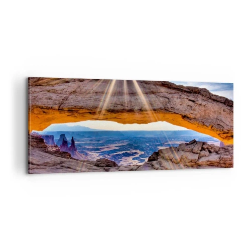 Cuadro sobre lienzo - Impresión de Imagen - A través de la puerta de la roca - 100x40 cm
