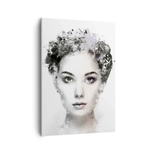 Cuadro sobre lienzo - Impresión de Imagen - Un retrato artístico de una mujer con delicados acentos abstractos. - 50x70cm - Un retrato extremadamente elegante - Decoración de pared moderna para salón y dormitorio ARTTOR