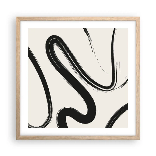 Póster en marco roble claro - Fantasía en blanco y negro - 50x50 cm