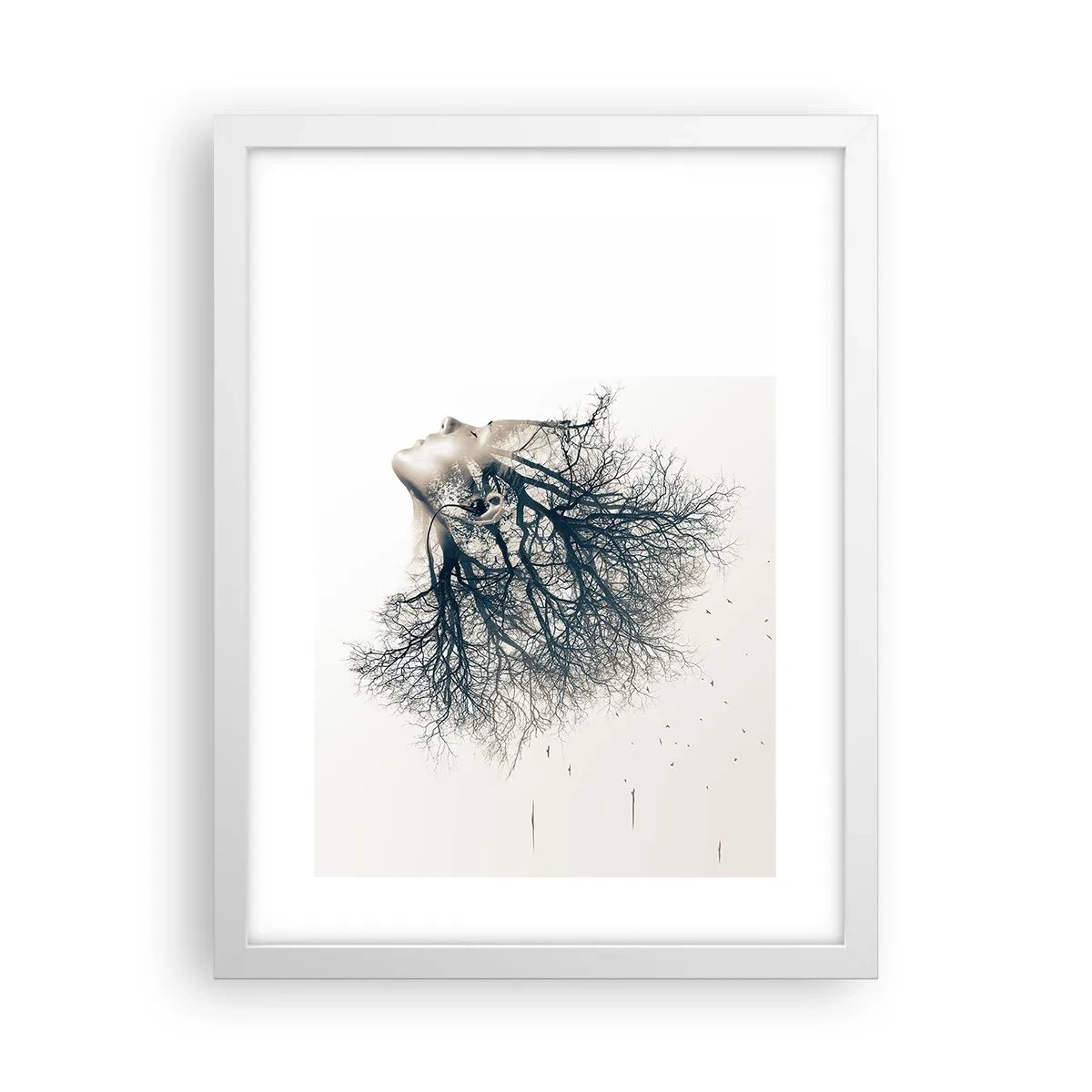 Póster en marco blanco - Escuchando el susurro de un árbol - 30x40 cm