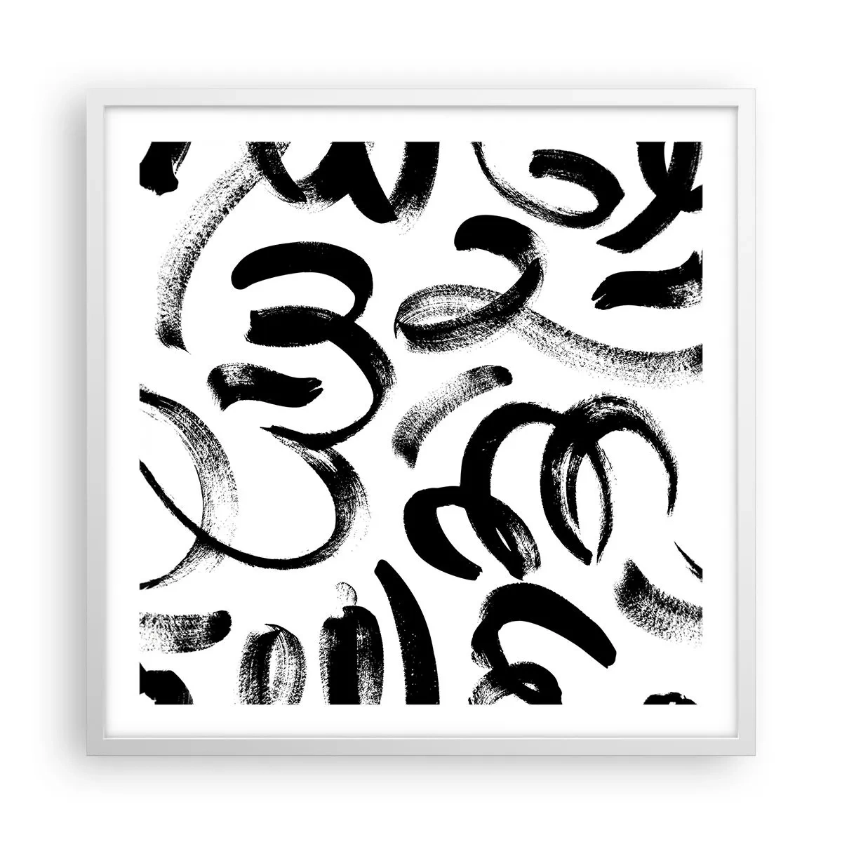 Póster en marco blanco - Negro sobre blanco - 60x60 cm