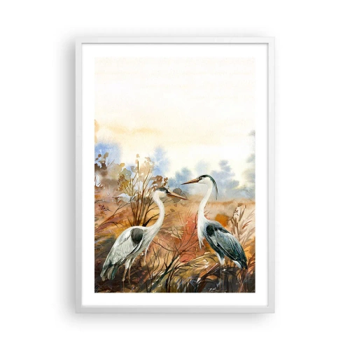 Póster en marco blanco - ¿A dónde nos dirigimos en otoño? - 50x70 cm