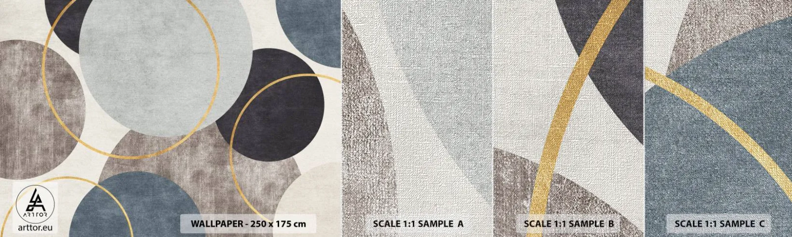 Muestra de fotomural Premium Canvas - Círculo tras círculo - Distritos, minimalista, Pedazo - 100x30 cm