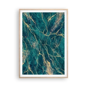 Póster en marco roble claro - Riachuelos de oro - 70x100 cm