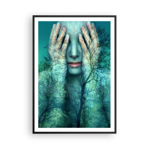 Póster en marco negro - Sumergida en azul - 70x100 cm