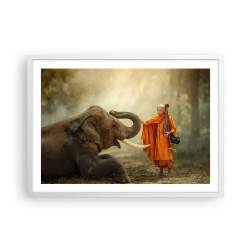 Póster en marco blanco - Un encuentro en un viaje - 70x50 cm