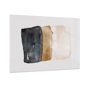Cuadro sobre vidrio - Impresiones sobre Vidrio - Manchas abstractas en tonos negros, marrones y beige - 100x70cm - Una composición de colores tierra - Decoración de pared moderna para salón y dormitorio ARTTOR