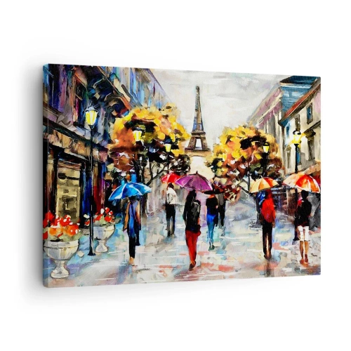 Cuadro sobre lienzo - Impresión de Imagen - Un paseo otoñal por París con vistas a la Torre Eiffel - 70x50cm - Especialmente hermoso en otoño - Decoración de pared moderna para salón y dormitorio ARTTOR