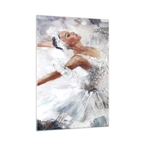 Cuadro sobre vidrio - Impresiones sobre Vidrio - Una bailarina con un traje blanco en una pose dinámica. - 50x70cm - Suave y ligera - Decoración de pared moderna para salón y dormitorio ARTTOR