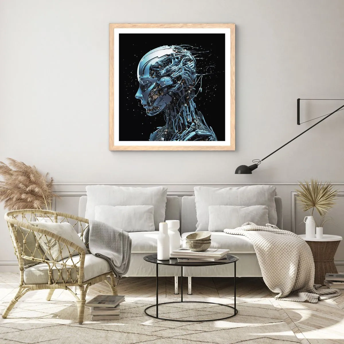 Póster en marco roble claro - La tecnología es una mujer - 40x40 cm