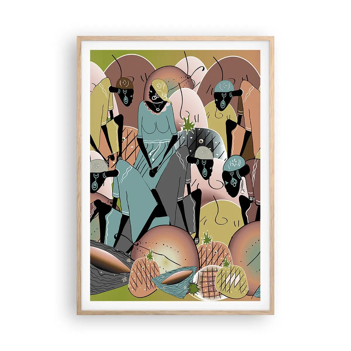 Póster en marco roble claro - Se avecina una gran celebración - 70x100 cm