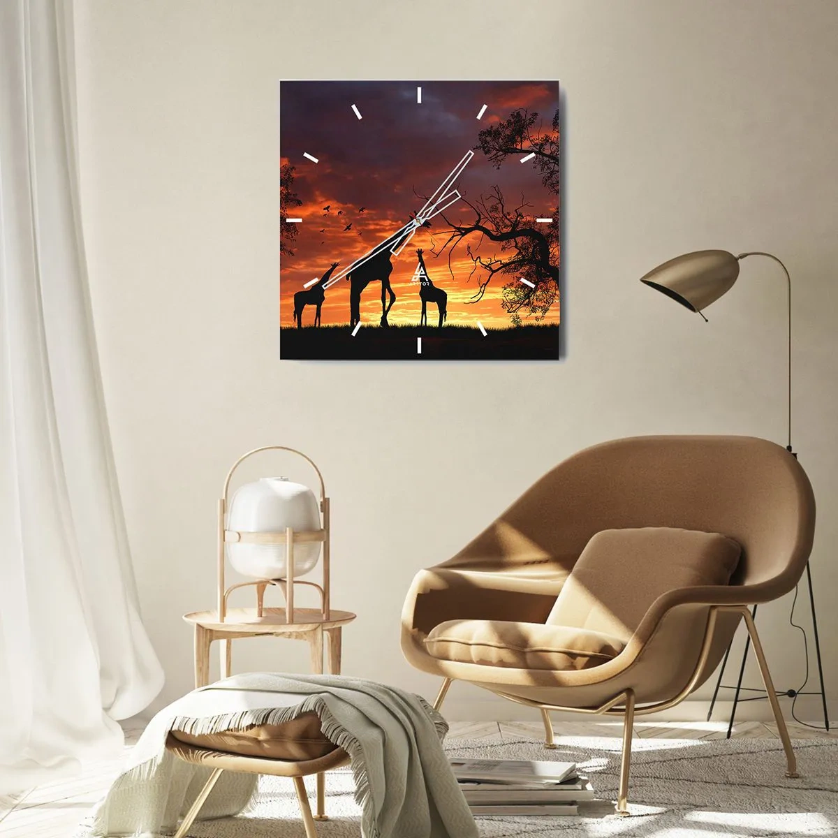 Reloj de pared - Reloj de vidrio - Una pequeña cena con tus seres queridos - 30x30 cm