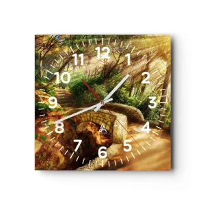 Reloj de pared - Reloj de vidrio - Directamente desde el puente hacia el bosque de las hadas - 30x30 cm