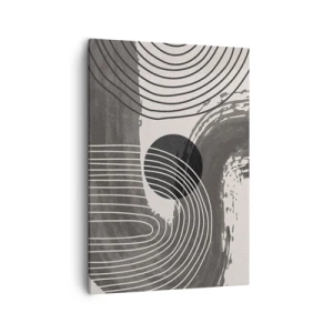 Cuadro sobre lienzo - Impresión de Imagen - Líneas geométricas y óvalos en tonos monocromáticos. - 50x70cm - La victoria del óvalo - Decoración de pared moderna para salón y dormitorio ARTTOR