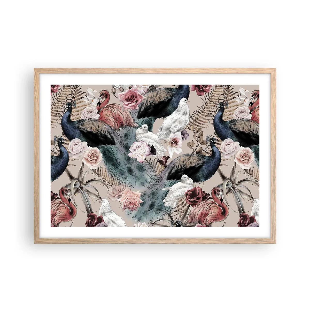 Póster en marco roble claro - En un jardín de palacio - 70x50 cm