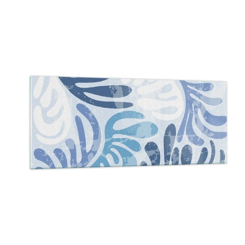 Cuadro sobre vidrio - Impresiones sobre Vidrio - Helechos azules - 100x40 cm