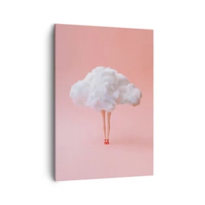 Cuadro sobre lienzo - Impresión de Imagen - Piernas en una nube sobre un fondo rosa - 50x70cm - Dulce promesa - Decoración de pared moderna para salón y dormitorio ARTTOR