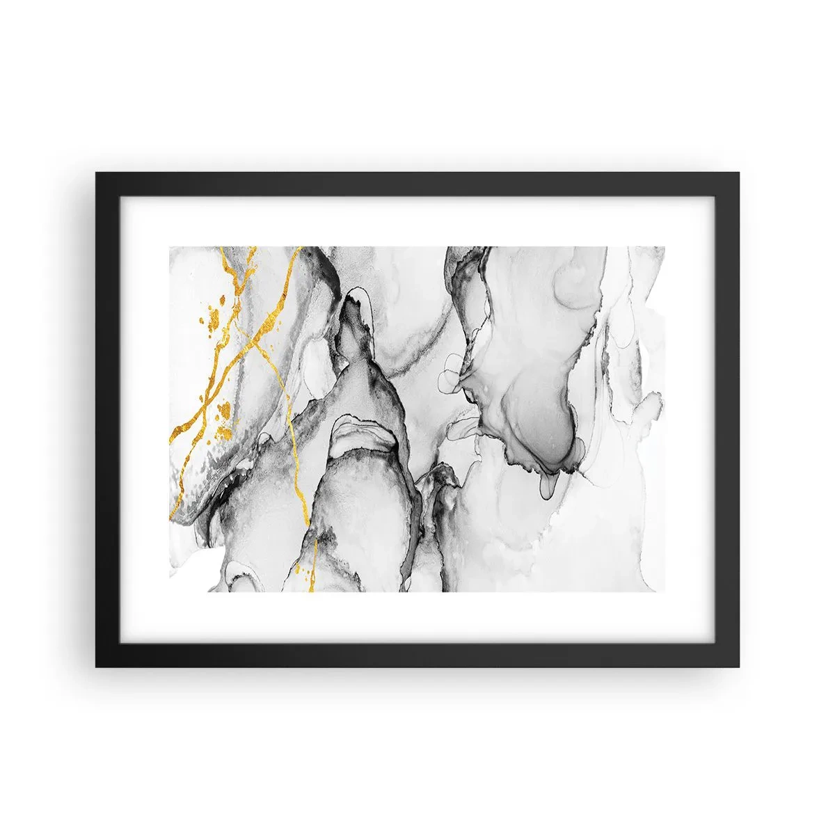 Póster en marco negro - Composición con motivo de oro - 40x30 cm