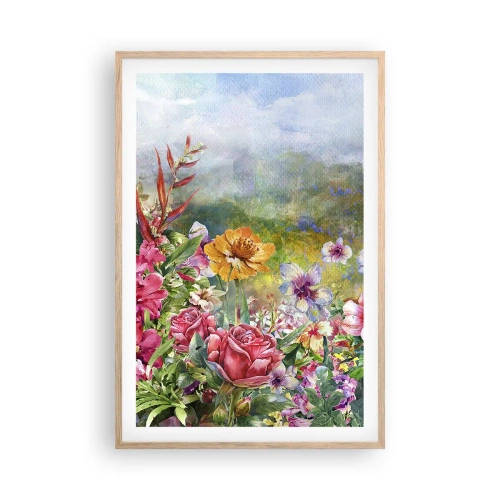 Póster en marco roble claro - Un jardín enloquecido - 61x91 cm