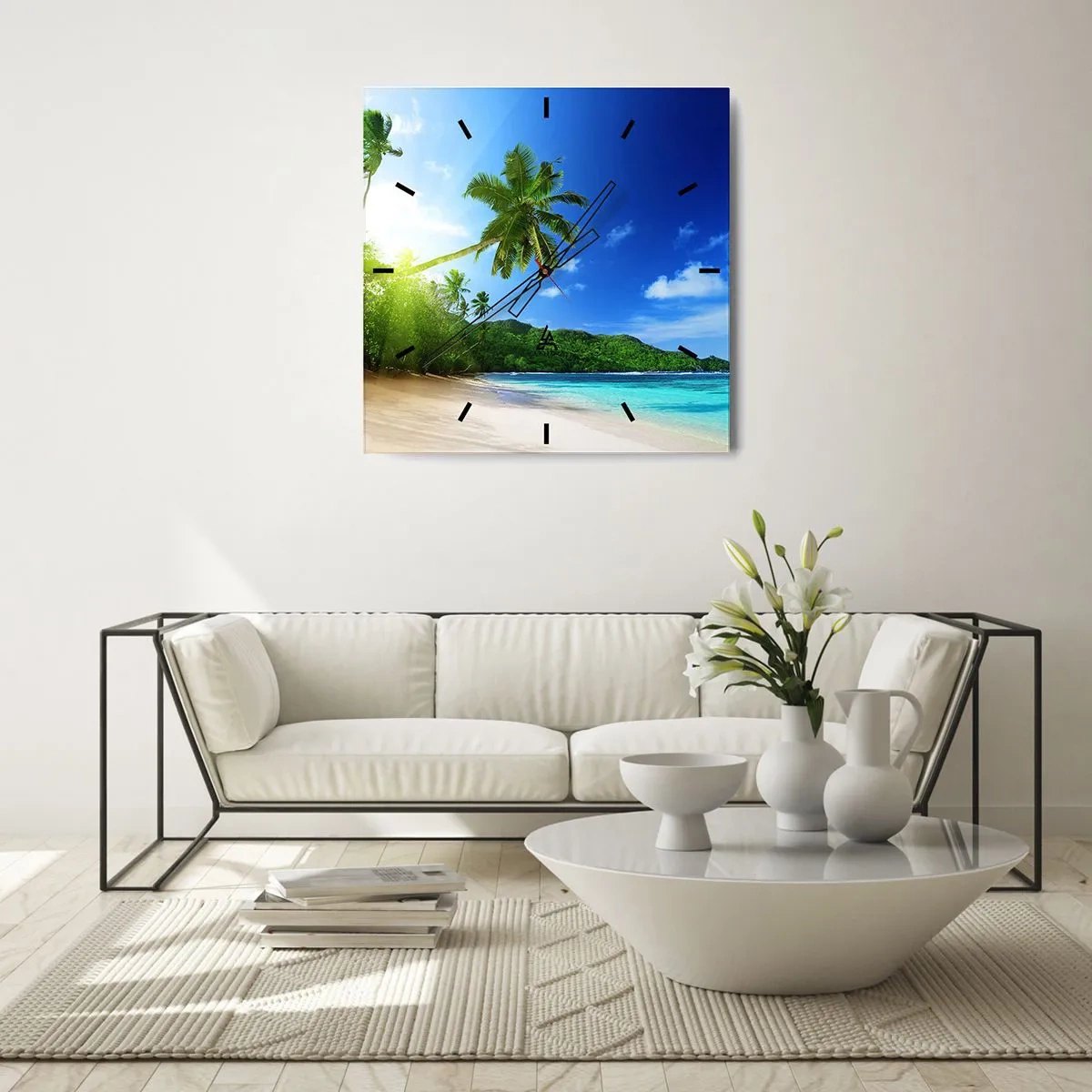 Reloj de pared - Reloj de vidrio - Un suave toque tropical - 40x40 cm