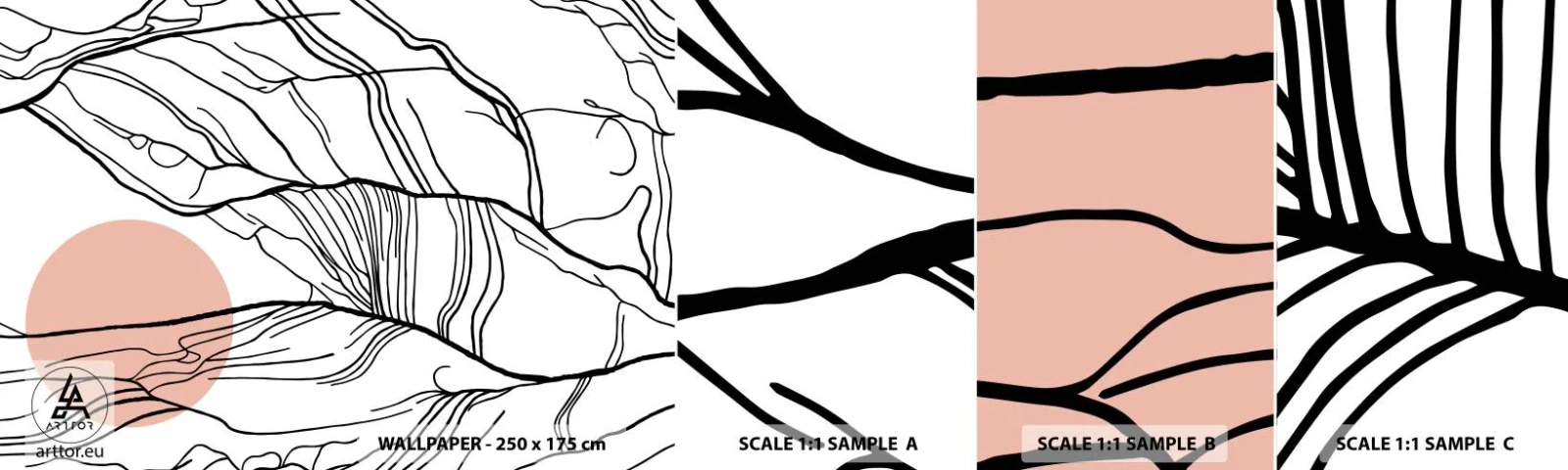 Muestra de fotomural autoadhesivo Deluxe Sticker - En una red de ramas - Abstracción, Gráficos, Diseño - 100x30 cm